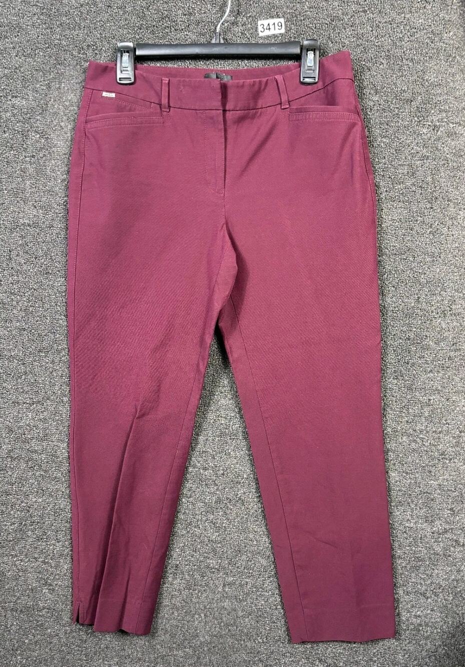 White House Black Market The Slim Ankle Pants Womens Size 8 Burgundy Stretch